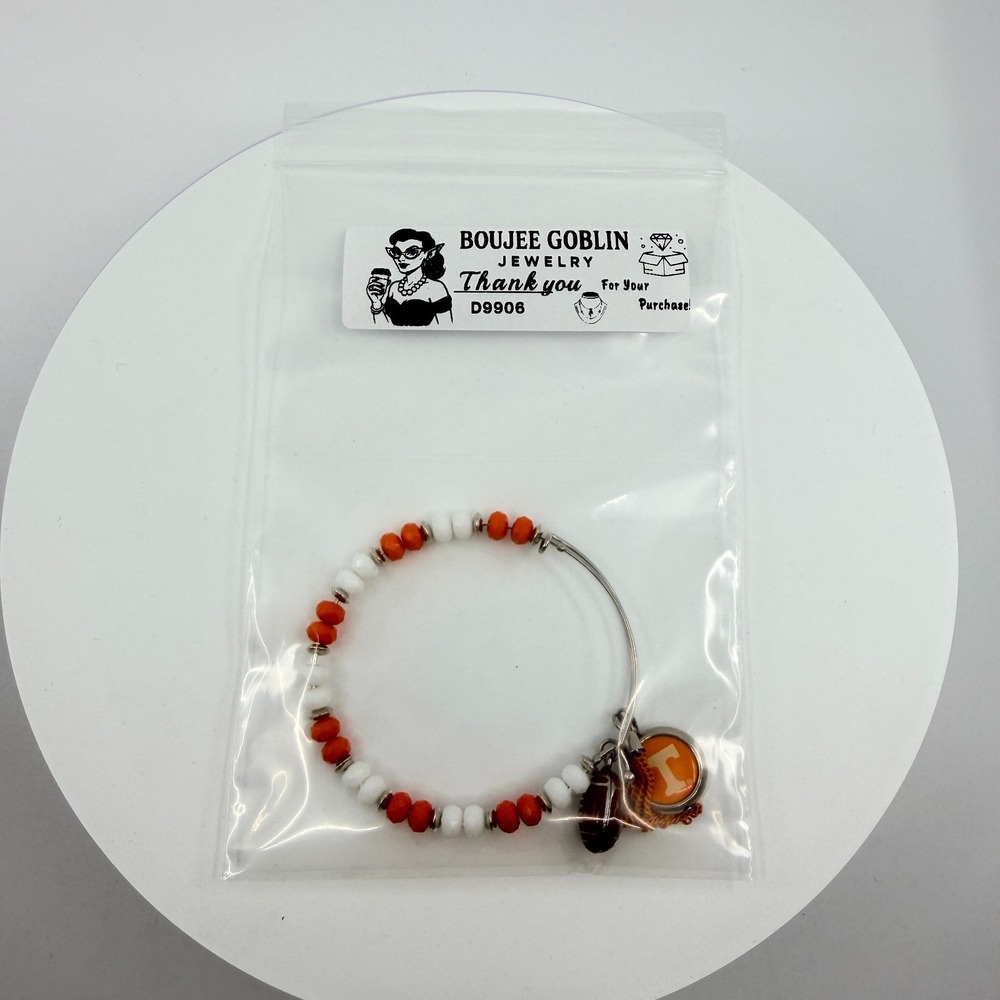 Tennessee Volunteers Football Charm Bangle Bracelet – Game Day Spirit Jewelry - Picture 12 of 12